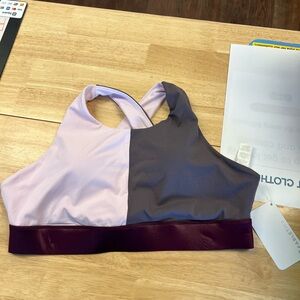 Fabletics Two-Tone Sports Bra in Lavender and Charcoal sz 1x